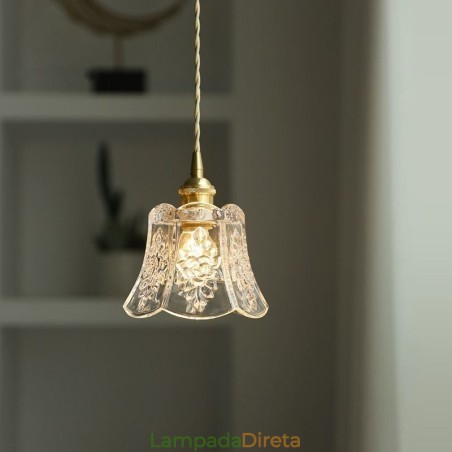 Luminária pendente de flor Luminária decorativa minimalista de vidro Luminária pendente de flor Luminária decorativa minimalista de vidro