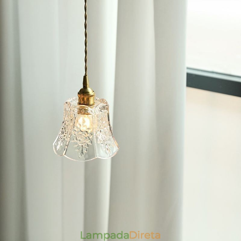 Luminária pendente de flor Luminária decorativa minimalista de vidro