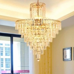 Lustre moderno e elegante de cristal com pingente cônico