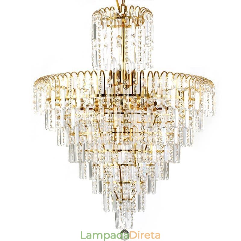 Lustre moderno e elegante de cristal com pingente cônico