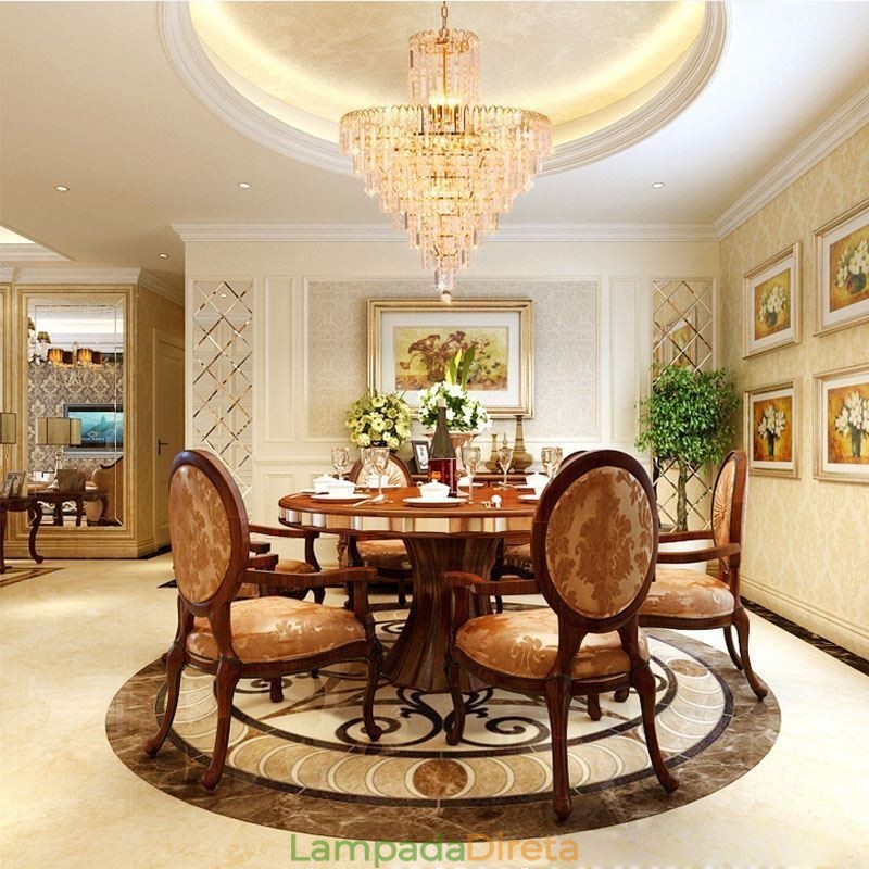 Lustre moderno e elegante de cristal com pingente cônico