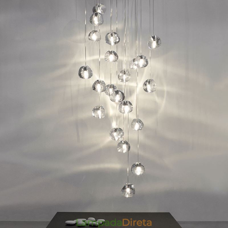 Luminária pendente moderna de cristal, abajur de cristal exclusivo, escada duplex
