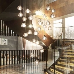 Luminária pendente moderna de cristal, abajur de cristal exclusivo, escada duplex