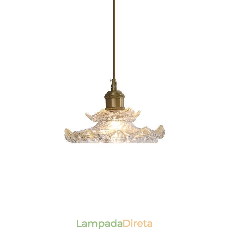 Luminária pendente de vidro estilo japonês Luminária pendente de vidro lótus