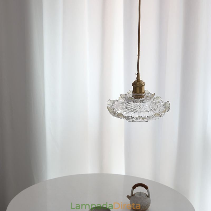 Luminária pendente de vidro estilo japonês Luminária pendente de vidro lótus