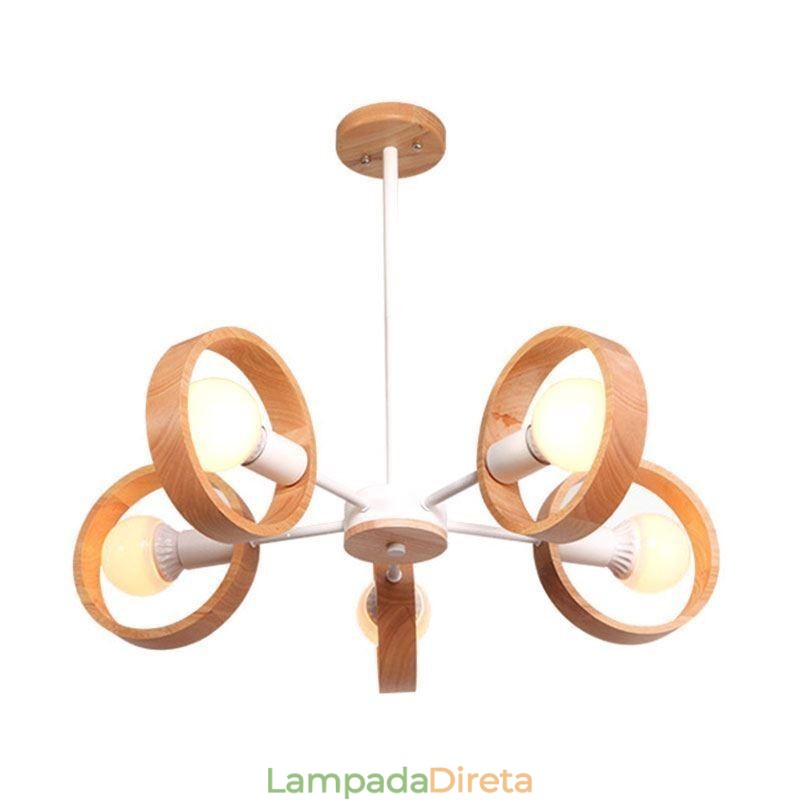 Luminária pendente de madeira única nórdica