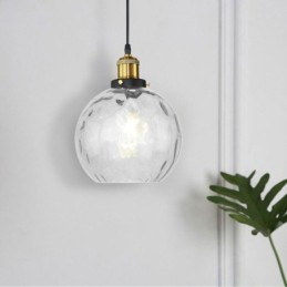 Luminária pendente de vidro contemporânea redonda com padrão aquático Luminária pendente de vidro