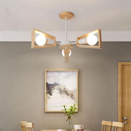 Lustre moderno em forma de leque, luminária pendente de madeira elegante Lustre moderno em forma de leque, luminária pendente de madeira elegante