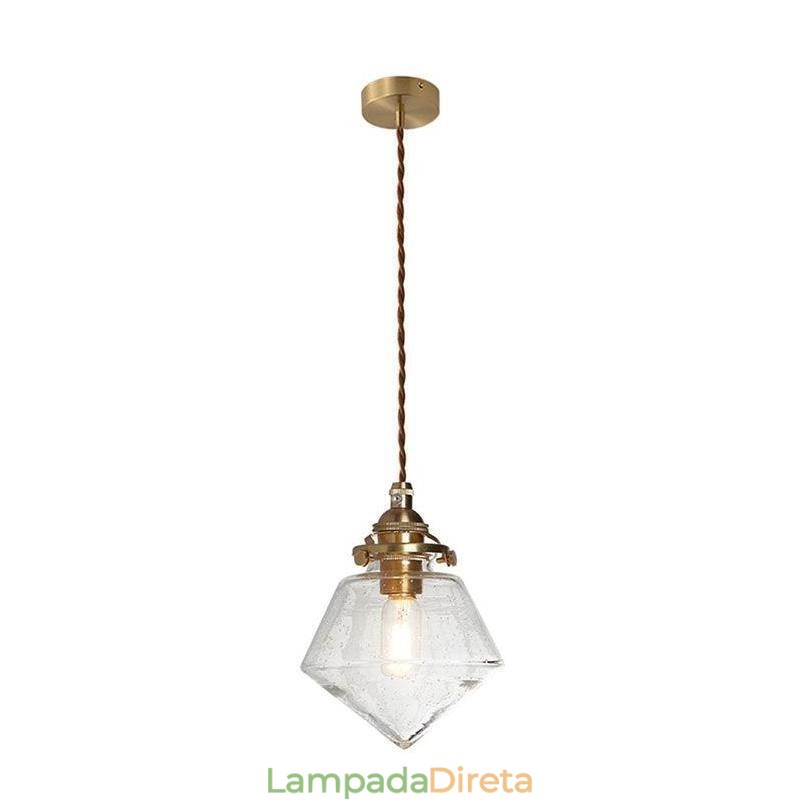 1 Luminária pendente de vidro com diamante e bolha de vidro