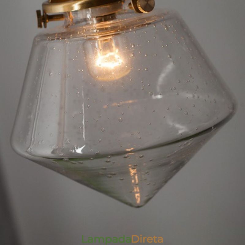 1 Luminária pendente de vidro com diamante e bolha de vidro