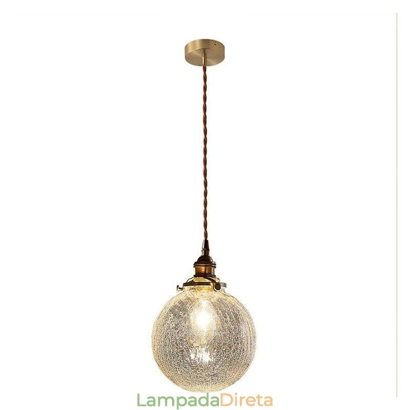 Luminária pendente de vidro moderna com craquelamento no teto