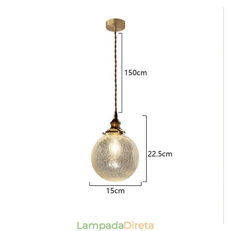 Luminária pendente de vidro moderna com craquelamento no teto