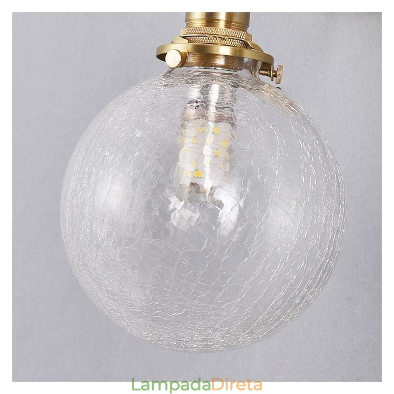 Luminária pendente de vidro moderna com craquelamento no teto