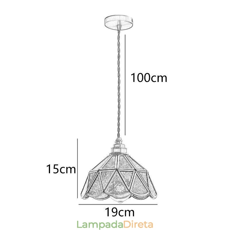 Luminária pendente de vidro retrô Luminária de teto de vidro estilo japonês