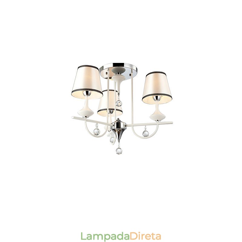 Lustre moderno contemporâneo de cristal cromado em metal