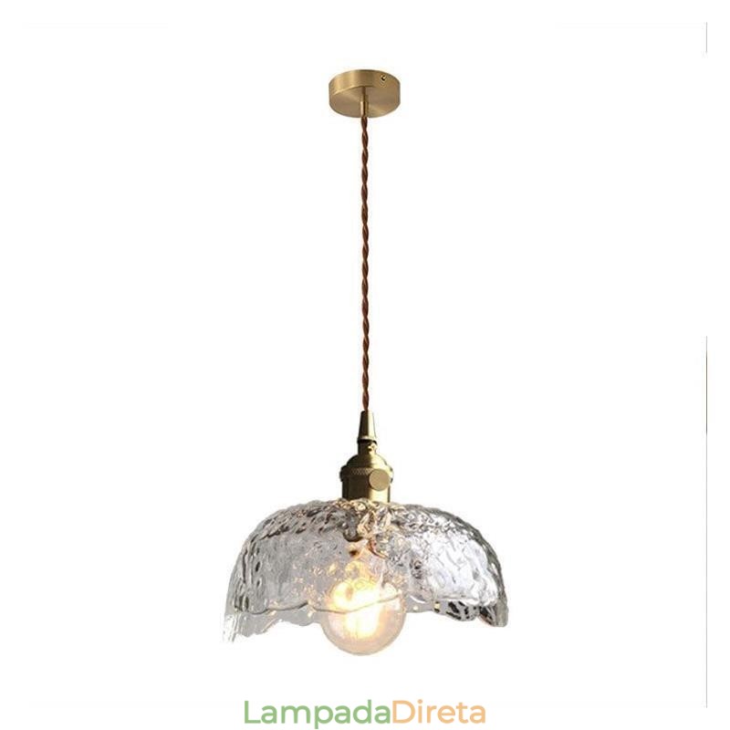Luminária pendente de vidro de latão irregular Luminária de teto de vidro de martelo