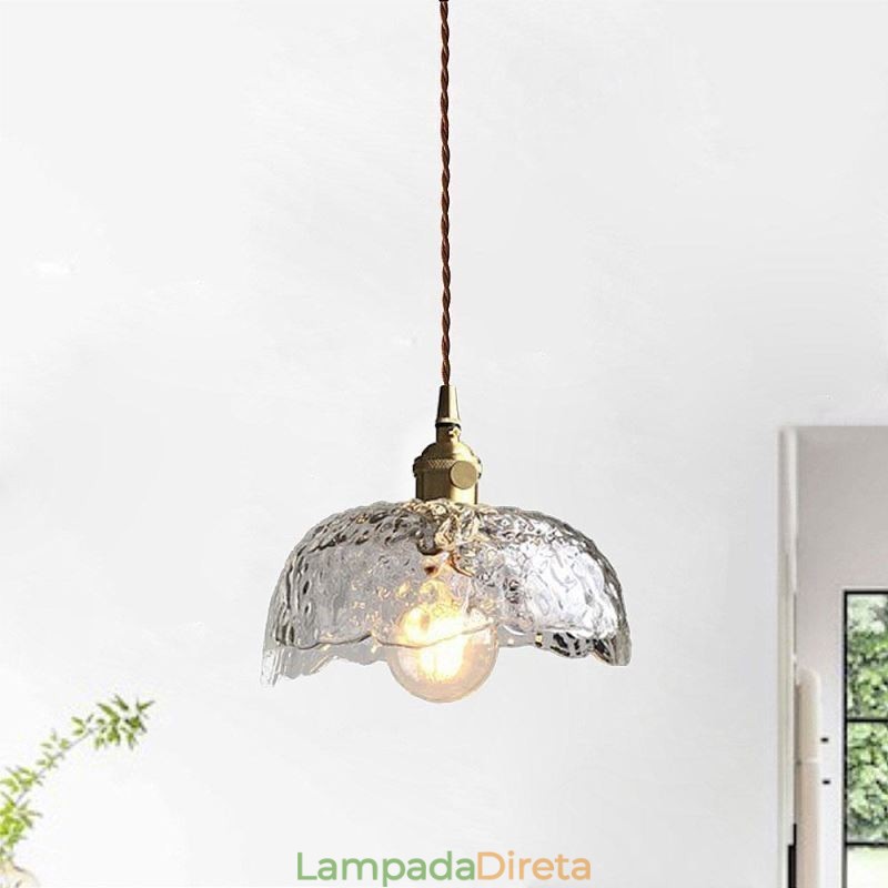 Luminária pendente de vidro de latão irregular Luminária de teto de vidro de martelo