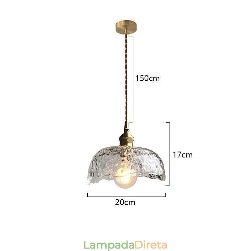 Luminária pendente de vidro de latão irregular Luminária de teto de vidro de martelo