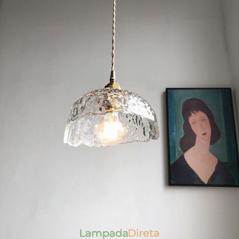 Luminária pendente de vidro de latão irregular Luminária de teto de vidro de martelo