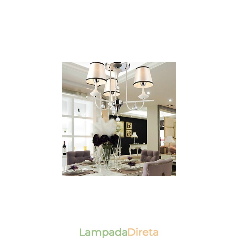 Lustre moderno contemporâneo de cristal cromado em metal