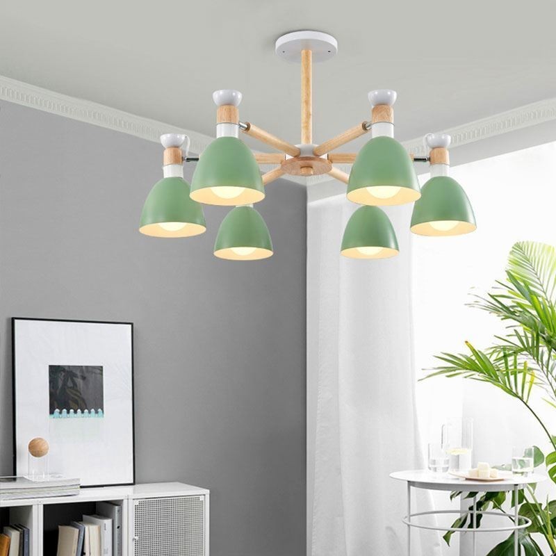 Lustre nórdico Macaron Pendant Light criativo de madeira