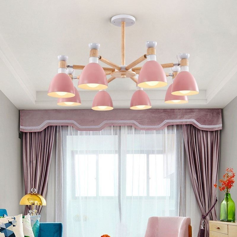Lustre nórdico Macaron Pendant Light criativo de madeira