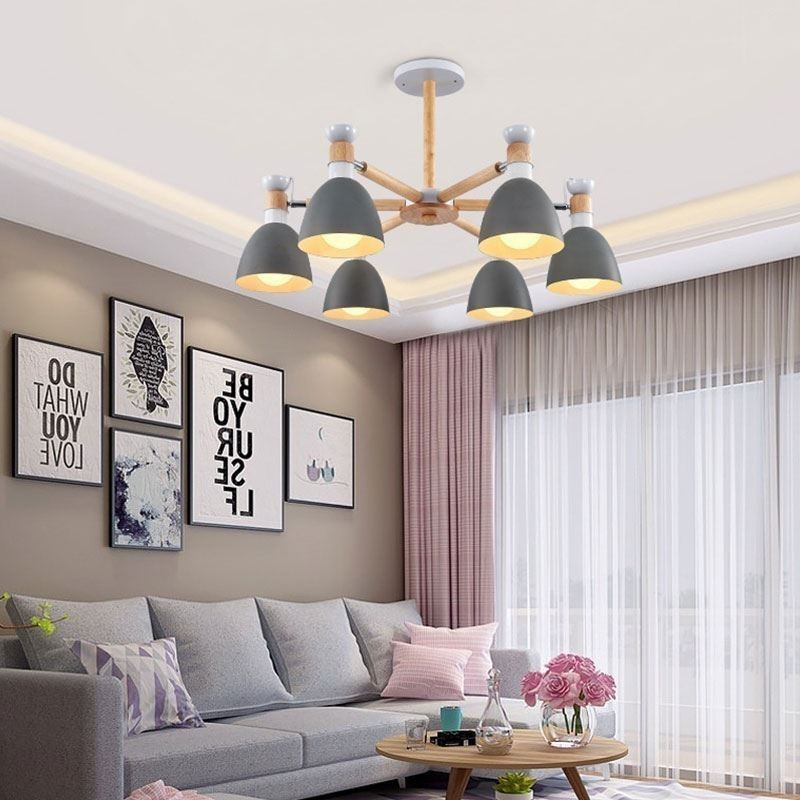 Lustre nórdico Macaron Pendant Light criativo de madeira