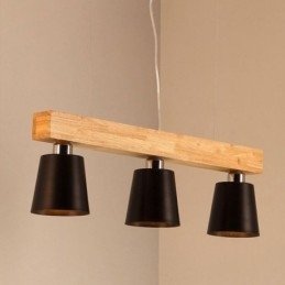 Lustre nórdico de madeira, luminária pendente única e reta, café