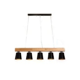 Lustre nórdico de madeira, luminária pendente única e reta, café