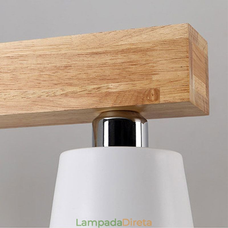 Lustre nórdico de madeira, luminária pendente única e reta, café