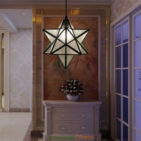 Luminária pendente de vidro colorido europeu Luminária pendente criativa de estrela Luminária pendente de vidro colorido europeu Luminária pendente criativa de estrela