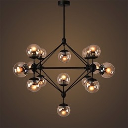 Lustre 15 Luzes Bola De Vidro Luzes Retro Ao Ar Livre Garagem Metal
