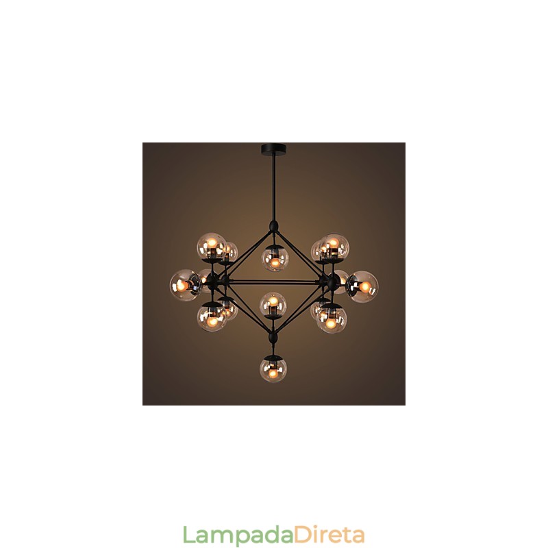 Lustre 15 Luzes Bola De Vidro Luzes Retro Ao Ar Livre Garagem Metal