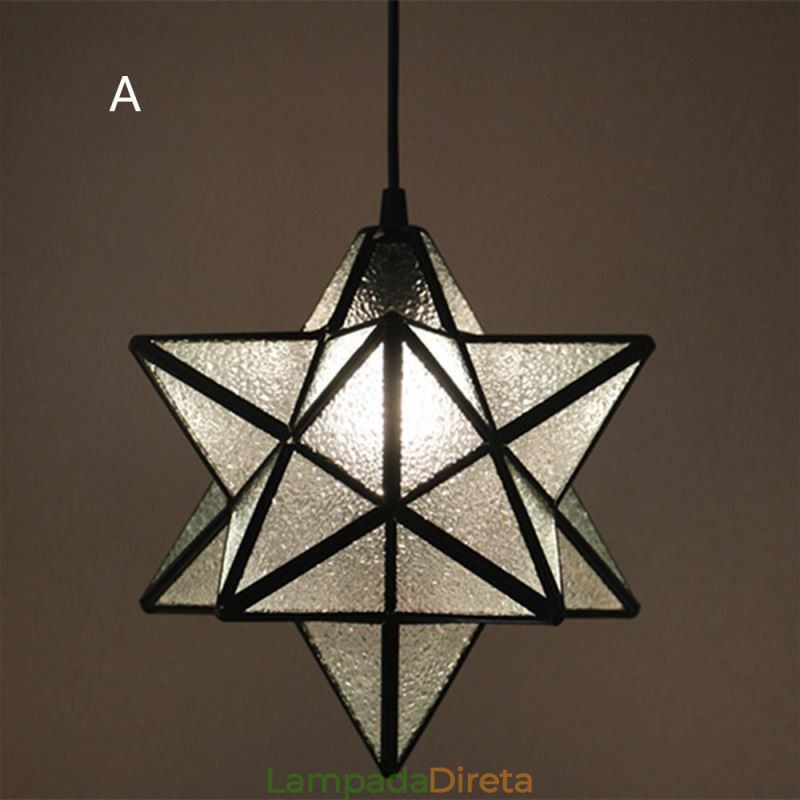 Luminária pendente de vidro colorido europeu Luminária pendente criativa de estrela