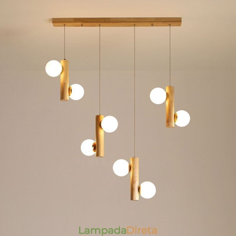 Luminária pendente de madeira Magic Bean Cluster Luz de teto Ilha