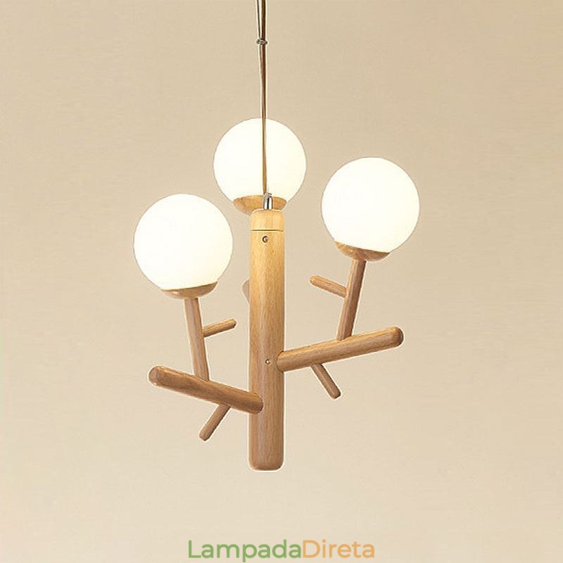 Luminária pendente de madeira criativa nórdica