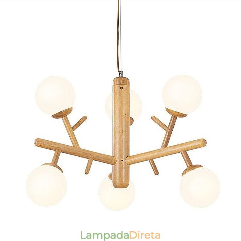 Luminária pendente de madeira criativa nórdica