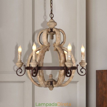 Luminária pendente de madeira Nordic Retro Luminária de teto Luminária pendente de madeira Nordic Retro Luminária de teto