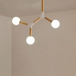 Luminária pendente nórdica Magic Bean Iluminação criativa de madeira