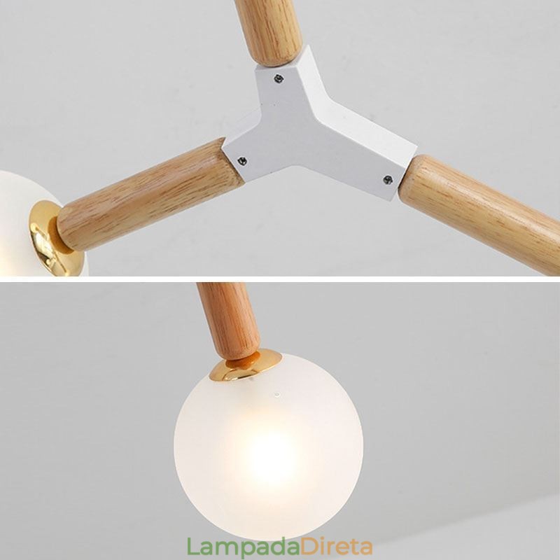 Luminária pendente nórdica Magic Bean Iluminação criativa de madeira