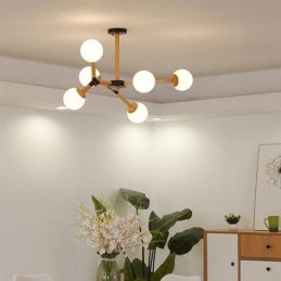 Luminária pendente nórdica Magic Bean, luminária criativa de madeira