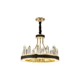 Luminária pendente de cristal moderna, luminária de teto em formato de círculo de cristal