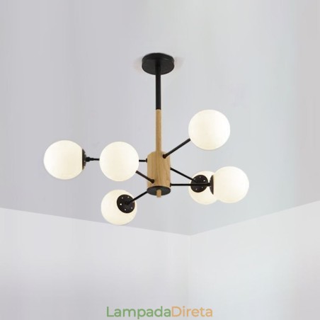 Luminária pendente Magic Bean criativa nórdica de madeira Luminária pendente Magic Bean criativa nórdica de madeira