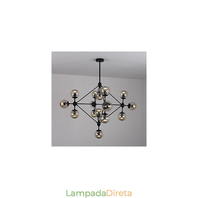 Lustre 15 Luzes Bola De Vidro Luzes Retro Ao Ar Livre Garagem Metal