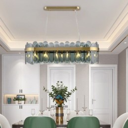 Luminária pendente de vidro minimalista, cor única, retangular, ilha de luz de teto
