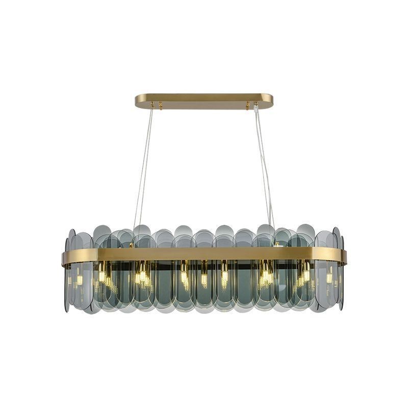 Luminária pendente de vidro minimalista, cor única, retangular, ilha de luz de teto
