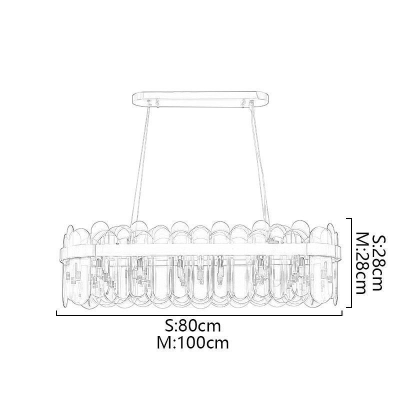 Luminária pendente de vidro minimalista, cor única, retangular, ilha de luz de teto