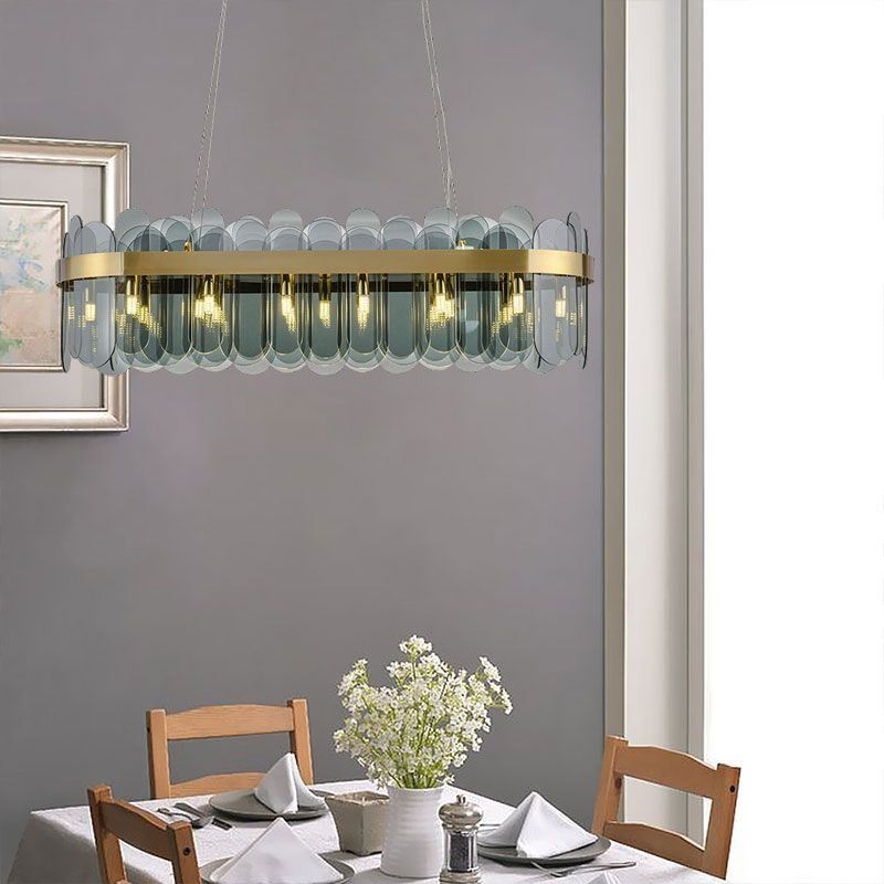 Luminária pendente de vidro minimalista, cor única, retangular, ilha de luz de teto