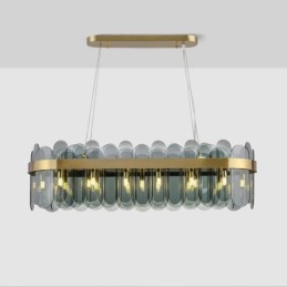 Luminária pendente de vidro minimalista, cor única, retangular, ilha de luz de teto