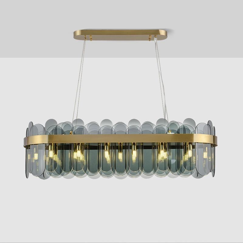 Luminária pendente de vidro minimalista, cor única, retangular, ilha de luz de teto